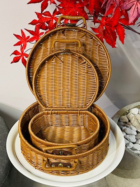 سلة قش 2 قطعه